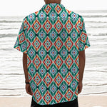 Tribal Navajo Pattern Print Textured Short Sleeve Shirt