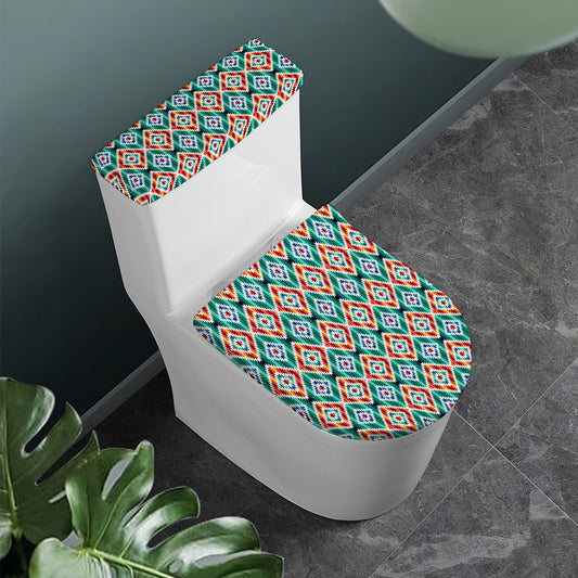 Tribal Navajo Pattern Print Toilet Lid And Tank Cover Set
