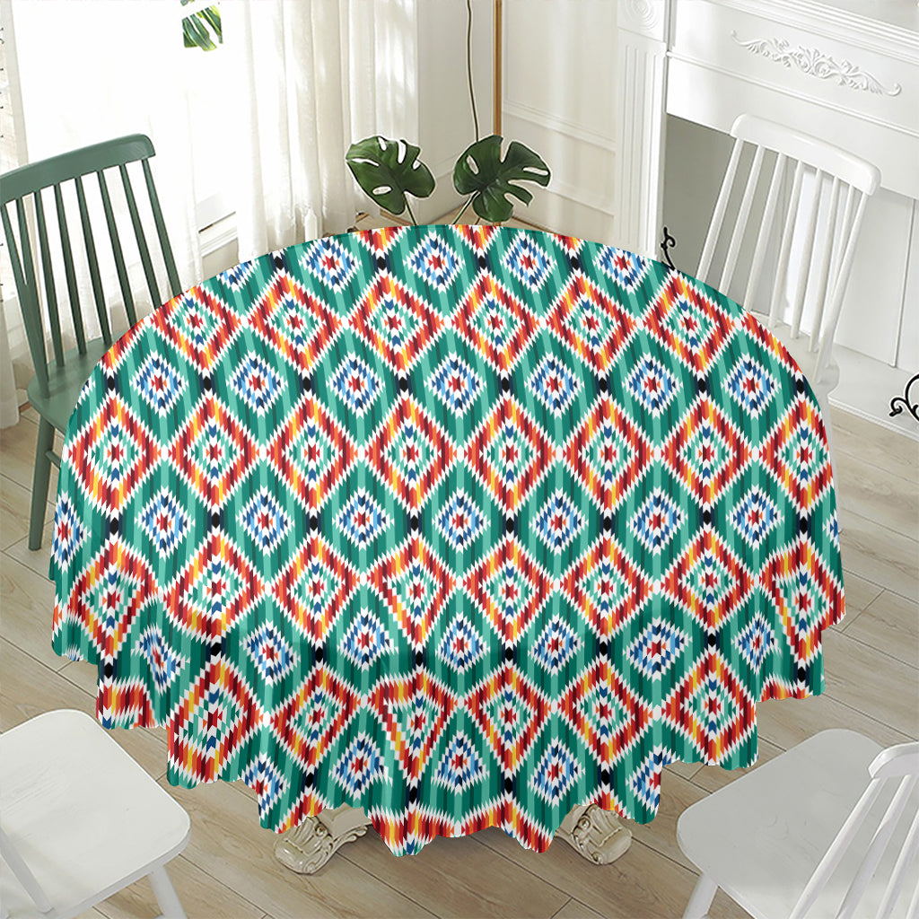 Tribal Navajo Pattern Print Waterproof Round Tablecloth