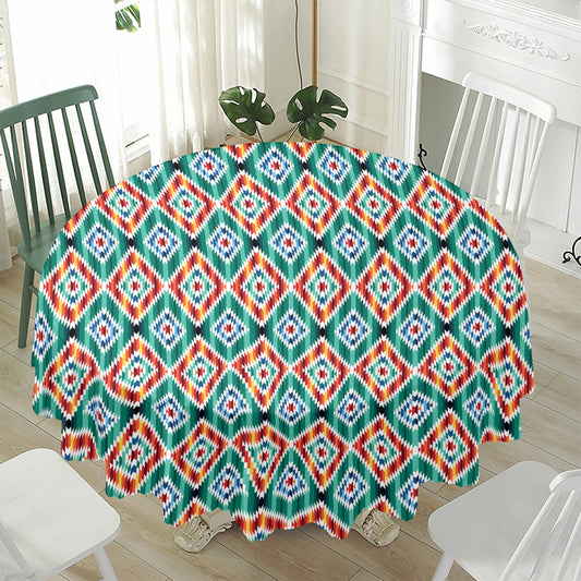 Tribal Navajo Pattern Print Waterproof Round Tablecloth