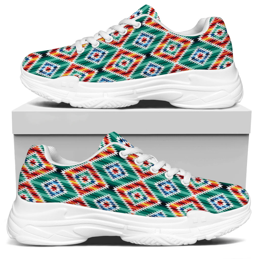 Tribal Navajo Pattern Print White Chunky Shoes