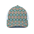 Tribal Navajo Pattern Print White Mesh Trucker Hat