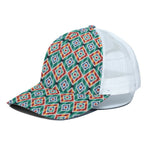 Tribal Navajo Pattern Print White Mesh Trucker Cap