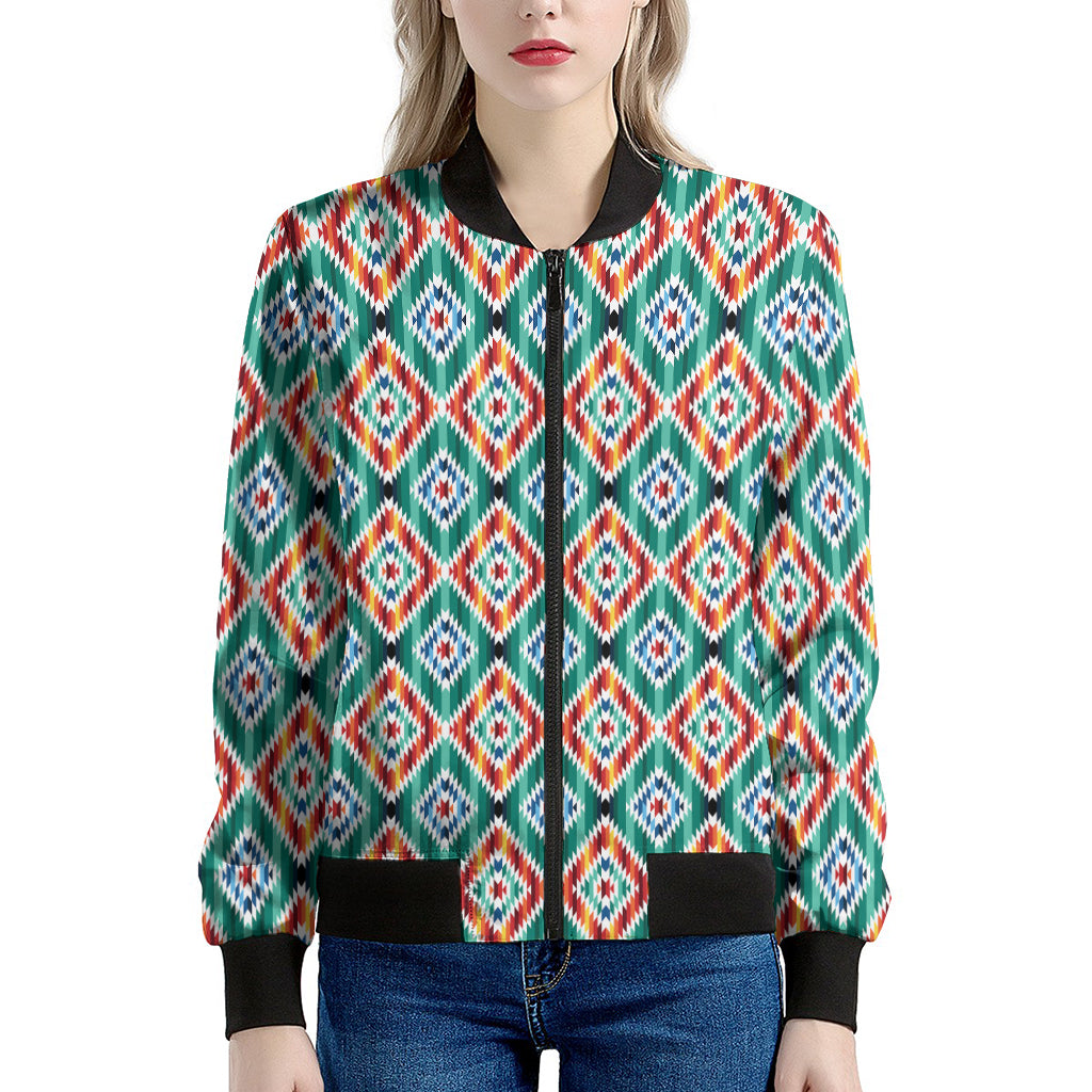 Tribal Navajo Pattern Print Women's Bomber Jacket