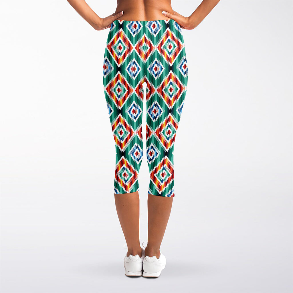 Tribal Navajo Pattern Print Women's Capri Leggings