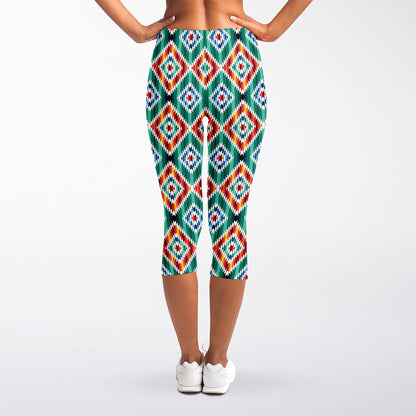 Tribal Navajo Pattern Print Women's Capri Leggings