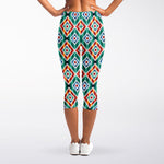 Tribal Navajo Pattern Print Women's Capri Leggings