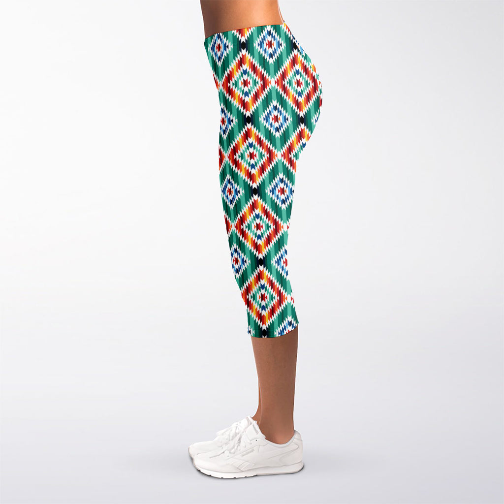 Tribal Navajo Pattern Print Women's Capri Leggings