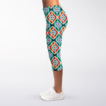 Tribal Navajo Pattern Print Women's Capri Leggings