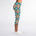 Tribal Navajo Pattern Print Women's Capri Leggings