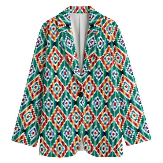 Tribal Navajo Pattern Print Women's Cotton Blazer