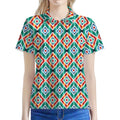 Tribal Navajo Pattern Print Women's Polo Shirt