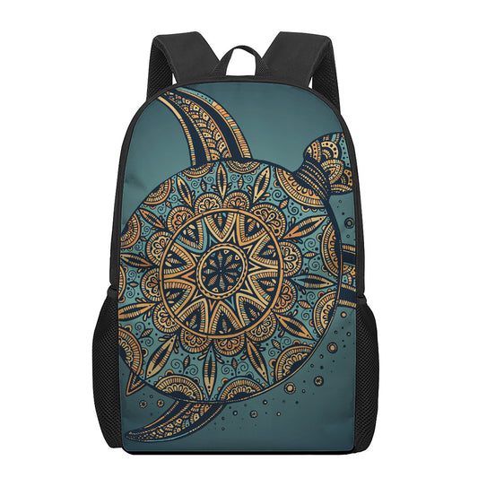 Tribal Sea Turtle Print 17 Inch Backpack