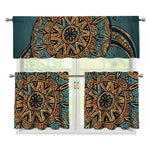 Tribal Sea Turtle Print 3 Piece Kitchen Curtains