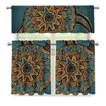 Tribal Sea Turtle Print 3 Piece Kitchen Curtains