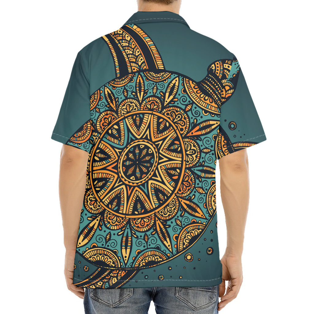 Tribal Sea Turtle Print Aloha Shirt