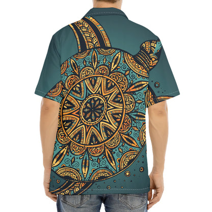 Tribal Sea Turtle Print Aloha Shirt