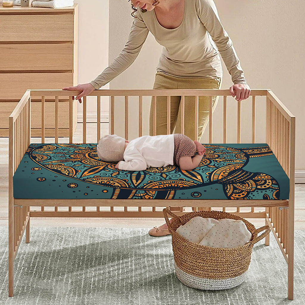 Tribal Sea Turtle Print Baby Crib Sheet