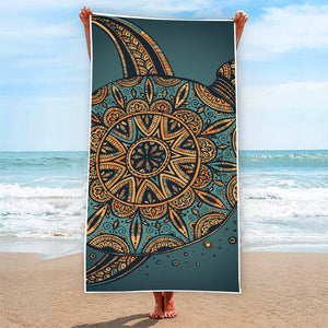 Tribal Sea Turtle Print Beach Towel