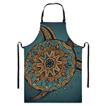 Tribal Sea Turtle Print Bib Apron With Pocket