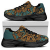 Tribal Sea Turtle Print Black Chunky Shoes