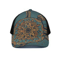 Tribal Sea Turtle Print Black Mesh Trucker Hat