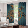 Tribal Sea Turtle Print Dimout Grommet Curtains