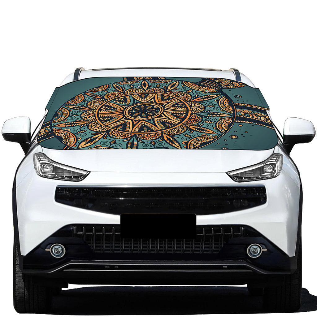 Tribal Sea Turtle Print Car Windshield Snow Cover