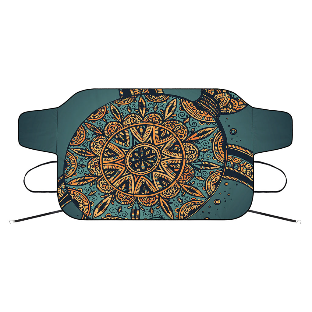 Tribal Sea Turtle Print Car Windshield Snow Cover