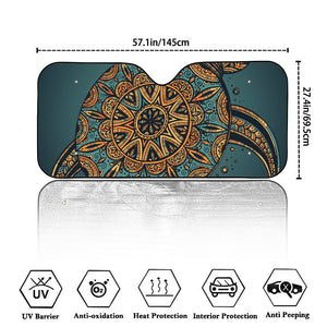 Tribal Sea Turtle Print Car Windshield Sun Shade