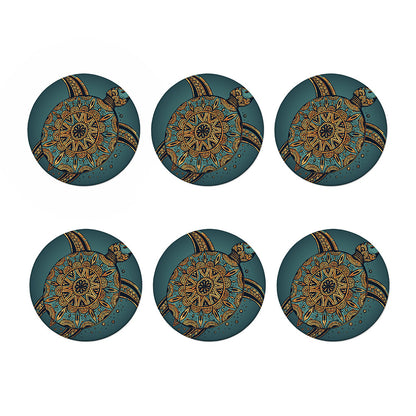 Tribal Sea Turtle Print Coaster Set