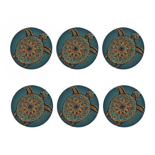 Tribal Sea Turtle Print Coaster Set