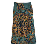 Tribal Sea Turtle Print Cotton Front Slit Maxi Skirt