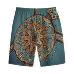 Tribal Sea Turtle Print Cotton Shorts