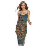 Tribal Sea Turtle Print Cross Back Cami Dress