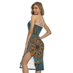 Tribal Sea Turtle Print Cross Back Cami Dress