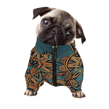 Tribal Sea Turtle Print Dog Zip Up Jacket