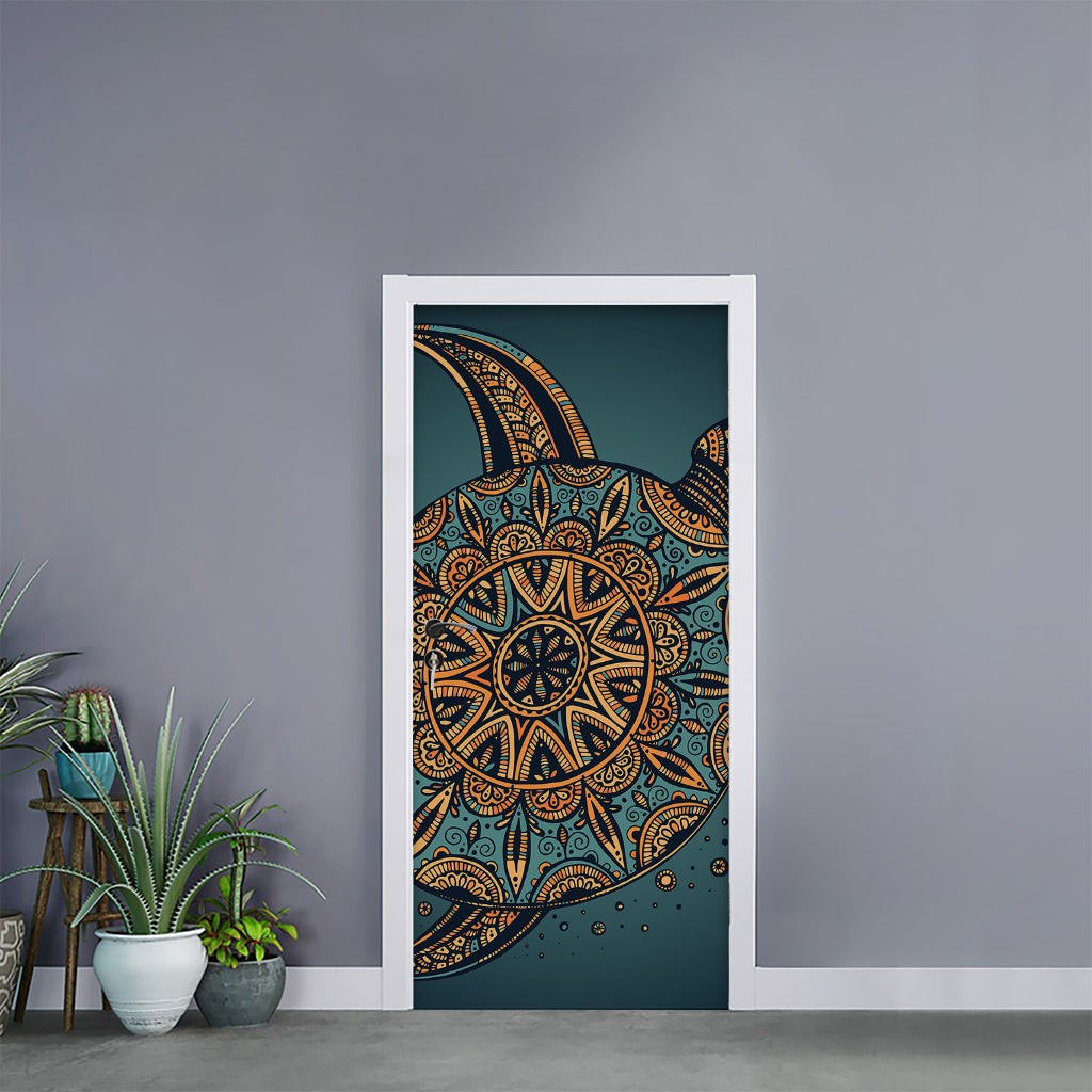 Tribal Sea Turtle Print Door Sticker