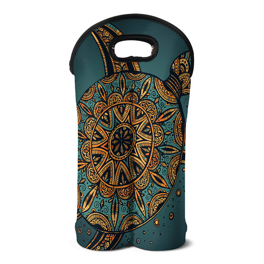 Tribal Sea Turtle Print Double Neoprene Wine Tote