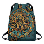 Tribal Sea Turtle Print Drawstring Backpack