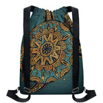 Tribal Sea Turtle Print Drawstring Backpack