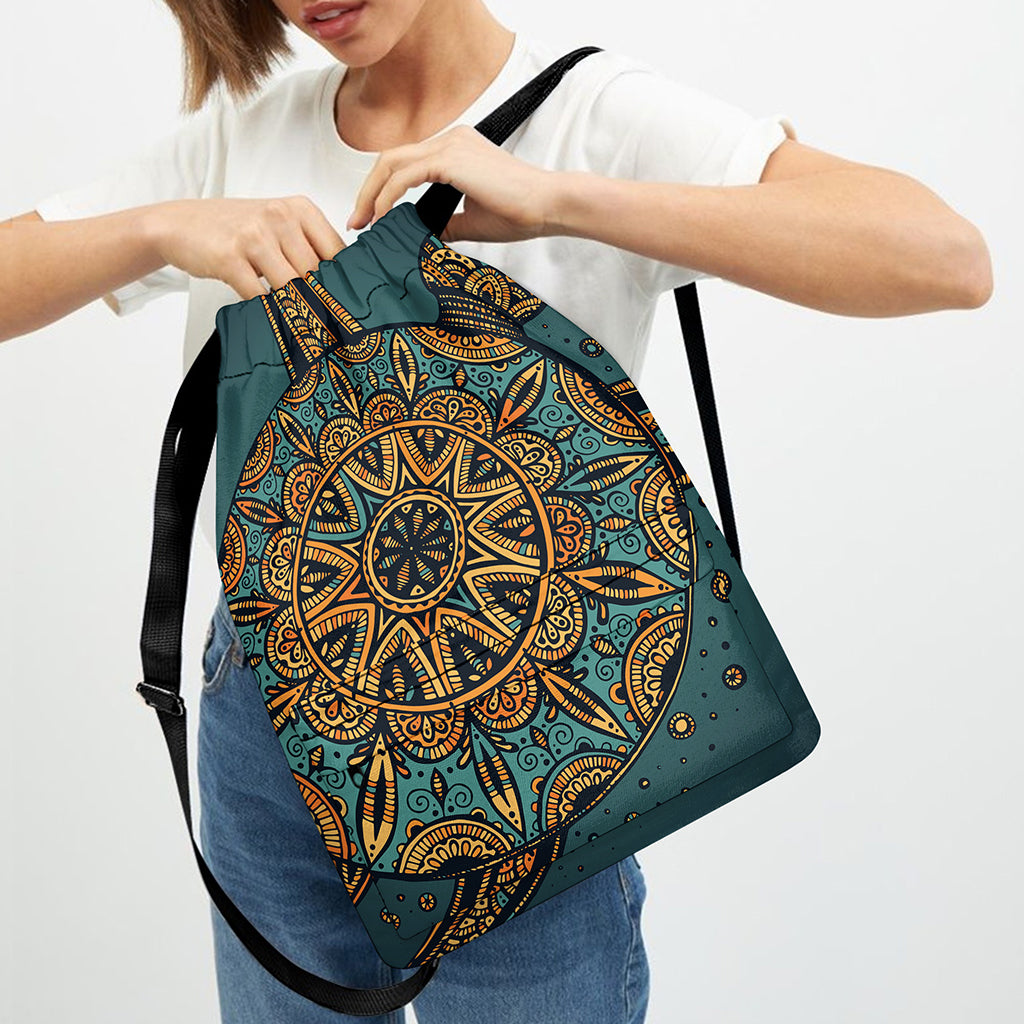 Tribal Sea Turtle Print Drawstring Backpack