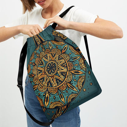 Tribal Sea Turtle Print Drawstring Backpack