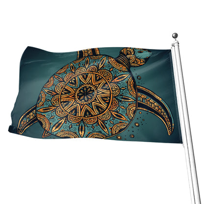 Tribal Sea Turtle Print Flag