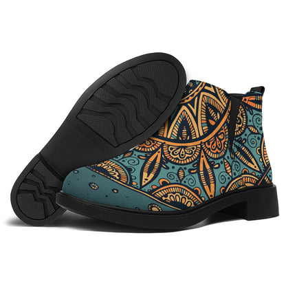 Tribal Sea Turtle Print Flat Ankle Boots
