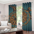 Tribal Sea Turtle Print Grommet Curtains