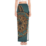 Tribal Sea Turtle Print High Slit Maxi Skirt