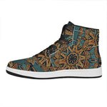 Tribal Sea Turtle Print High Top Leather Sneakers