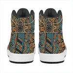 Tribal Sea Turtle Print High Top Leather Sneakers
