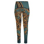 Tribal Sea Turtle Print High-Waisted Pocket Leggings